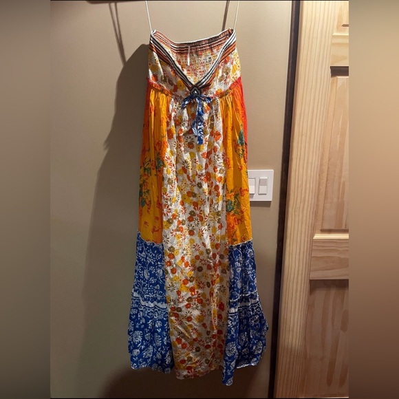 Free People Golden Dreams Floral Strapless Ruffle Maxi - Picture 2 of 4